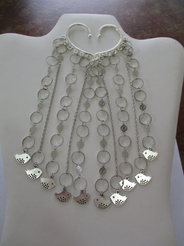 Silver Chain, Silver Circles Pair Ear Cuffs (EC110)