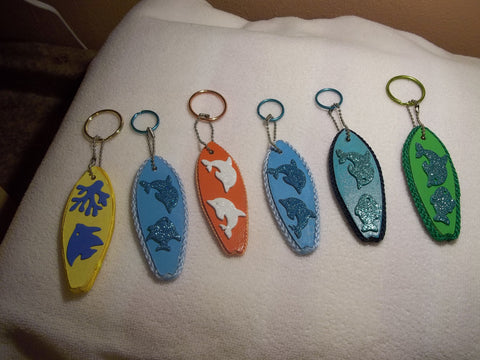 Surf Board Wooden Key Chain (K307)