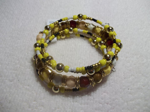 Memory Wire Yellow Brown Burgundy Multi Color Bracelet (B403)