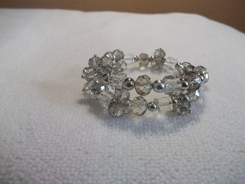 Memory Wire Smoke Gray Clear Crystal Bracelet (B439)