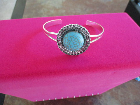 Silver Turquoise Cuff Bracelet (B585)
