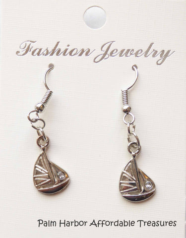 Silver Sailboat Earrings (E618)