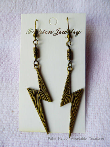 Bronze Lighting Bolt Earrings (E643)