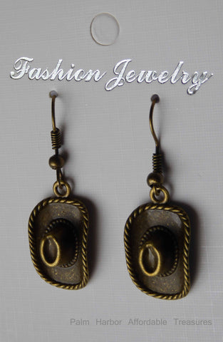 Bronze Cowboy Hat Earrings (E650)