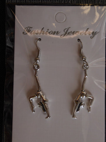 Silver Gymnastics Girl Earrings (E698)