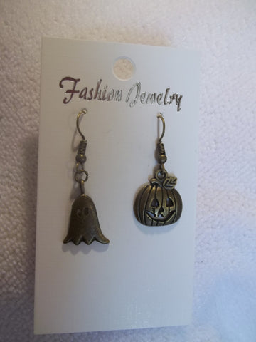 Jack o Lantern Ghost Bronze Earrings (E744)