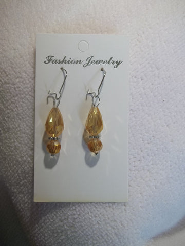Silver Peach Crystal Tear Drop Earrings (E776)