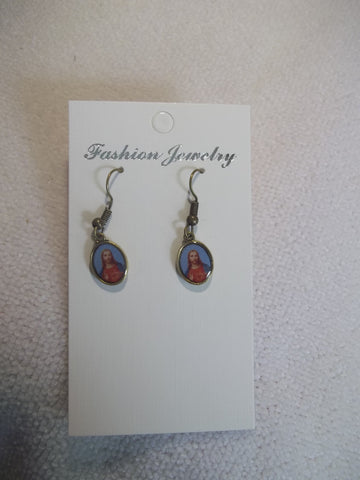 Bronze Sacred Heart of Jesus Earrings (E835)
