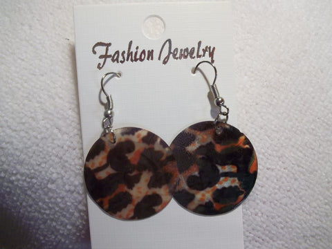 Silver Leopard Spot Thin Shell Earrings (E841)