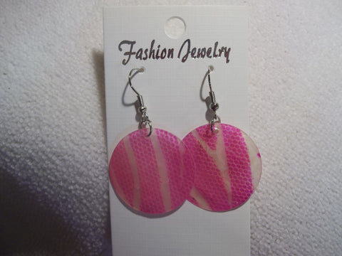 Silver Pink Animal Print Thin Shell Earrings (E843)