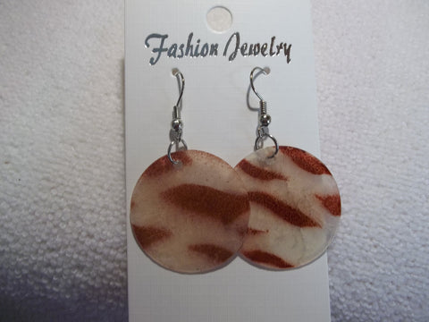 Silver Brown Animal Print Thin Shell Earrings (E846)