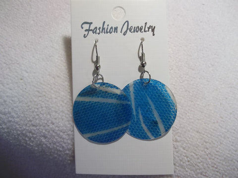 Silver Blue Animal Print Thin Shell Earrings (E847)