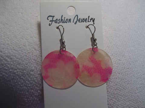 Silver Pink White Flower Thin Shell Earrings (E848)