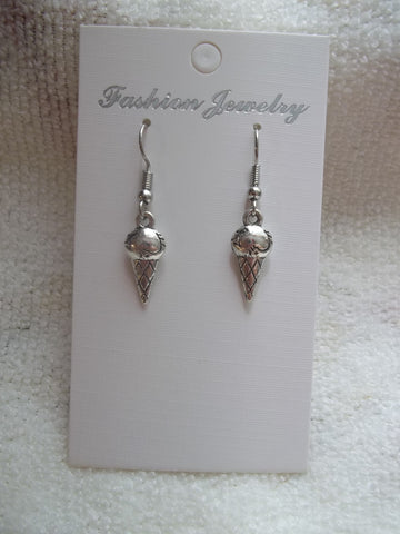 Silver Ice Cream Cone Earrings (E882)