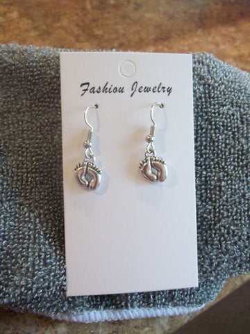 Silver Feet Earrings (E892)