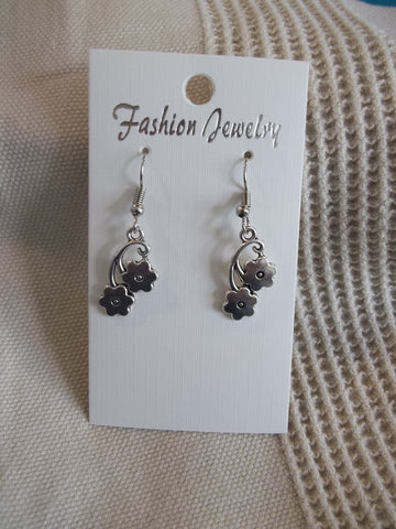 Silver Double Flower Earrings (E936)