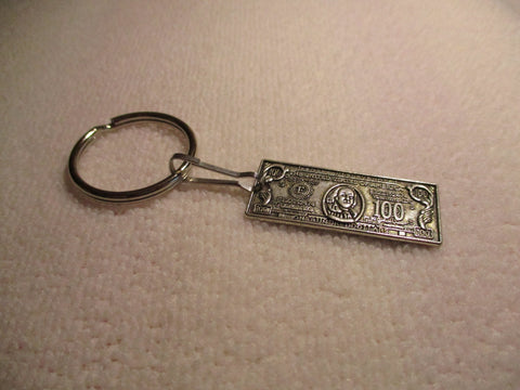 Silver Hundred Dollar Bill Key Chain (K349)