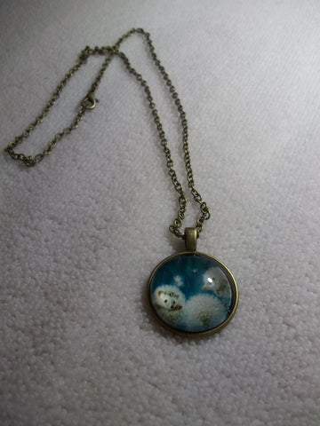 Bronze Bubble White Hedge Hog Necklace (N1051)