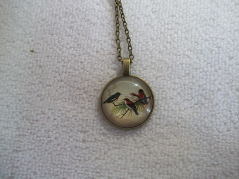 Bronze Bubble Pendant Four Birds Necklace (N1159)