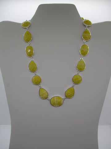 Silver Yellow Charms Choker Necklace (N1231)