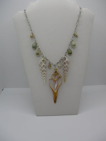 Silver Chain Shells Choker Necklace (N1340)
