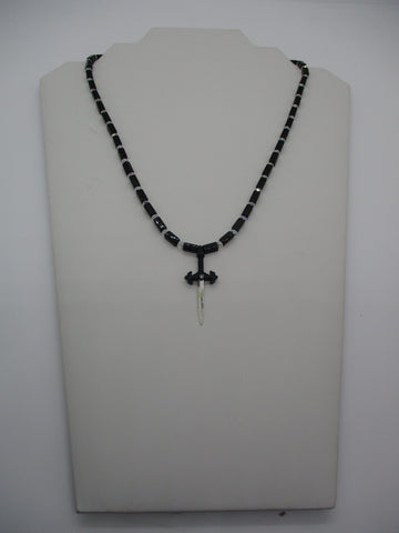 Black Clear GLass Beads Sward Pendant Necklace (N1362)