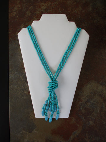 Turquiose Glass Beads Seed Beads Knot Shape Necklace (N1447)