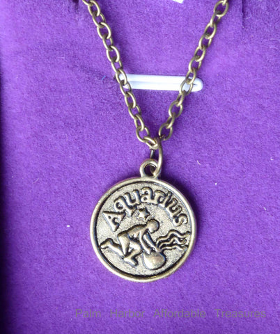 Aquarius Zodiac Necklace (N252S or N252B)