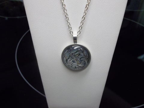 Silver Gear's Bicycle Bubble Necklace (N434 Silver or Bronze)