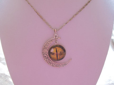 Silver Moon Evil Eye Bubble Necklace (N584)