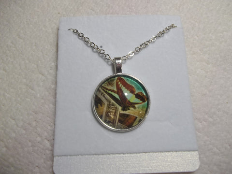 Silver Bubble Brown/White Sideways Butterfly Necklace (N636)