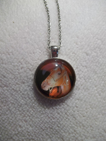 Silver Bubble Tan Horse Necklace (N650)