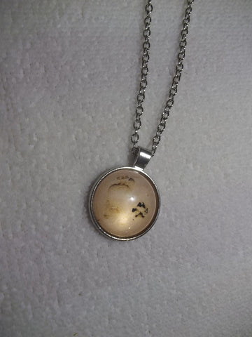 Silver Bubble Footprint Dog Paw in sand Necklace (N689)