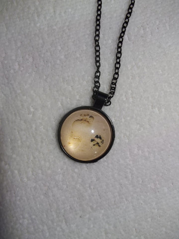 Black Bubble Footprint Dog Paw in sand Necklace (N690)