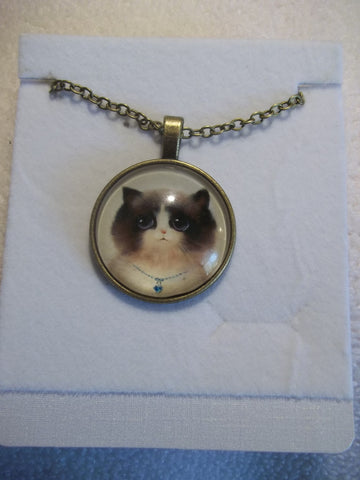Bronze Bubble Blue Necklace Kitty Necklace (N753)