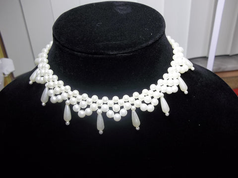 Tear Drop Pearl Choker Necklace (N918)
